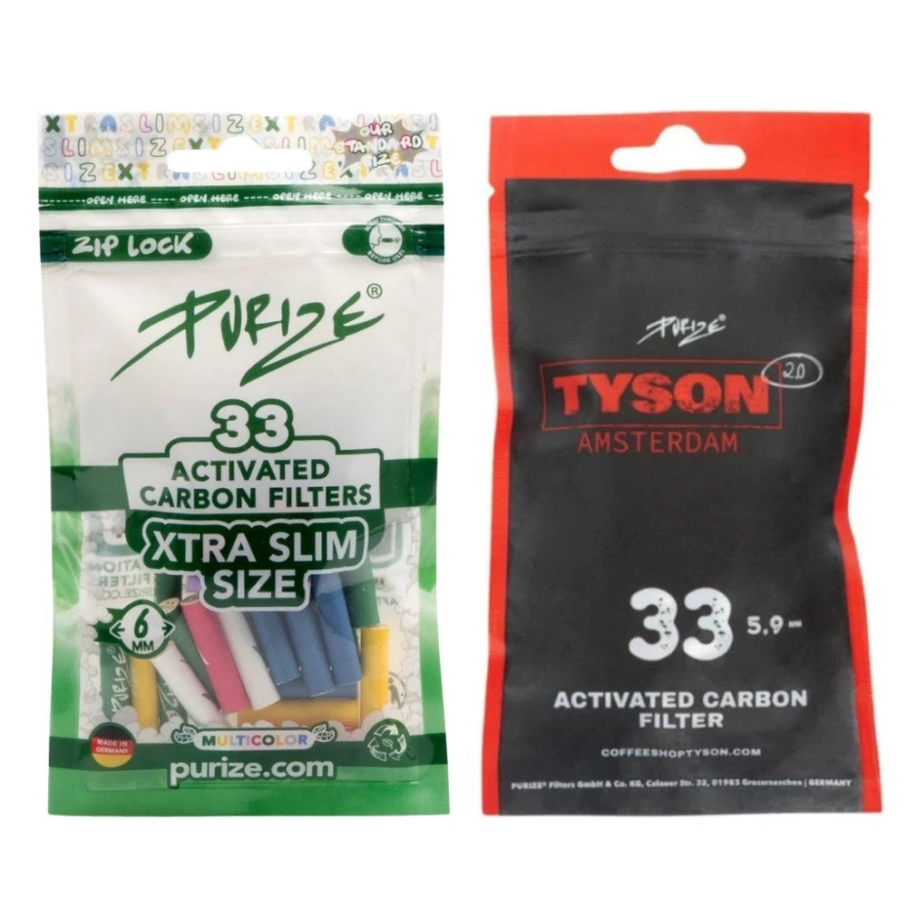 PURIZE Aktivkohlefilter XTRA Slim Size 6mm (33 Stück) PURIZE
